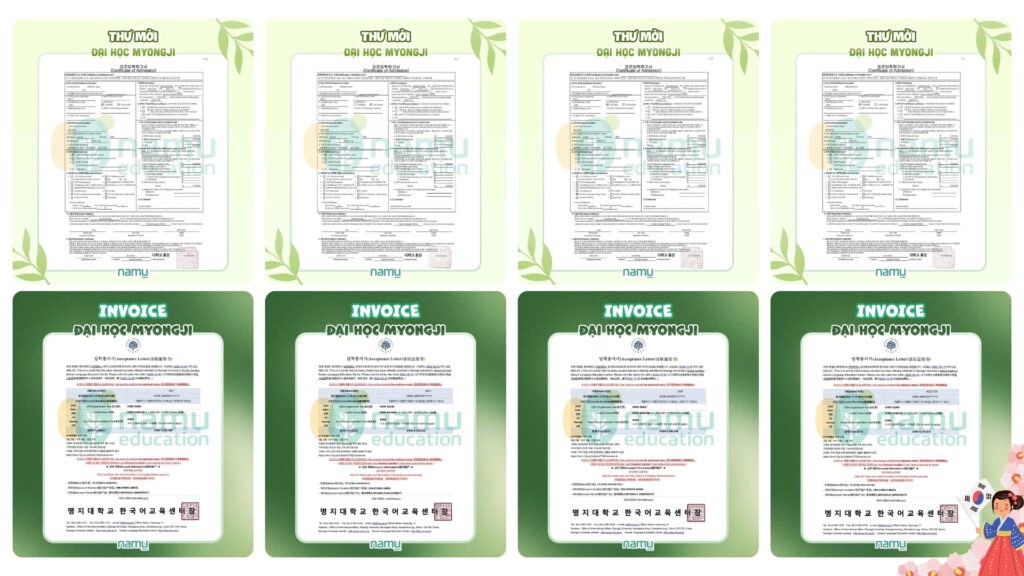 Đại học Ngoại ngữ Hàn Quốc (HUFS) - 한국외국어대학교 - Nơi ươm mầm công dân toàn cầu Loạt thư mời và invoice của học viên Namu Education