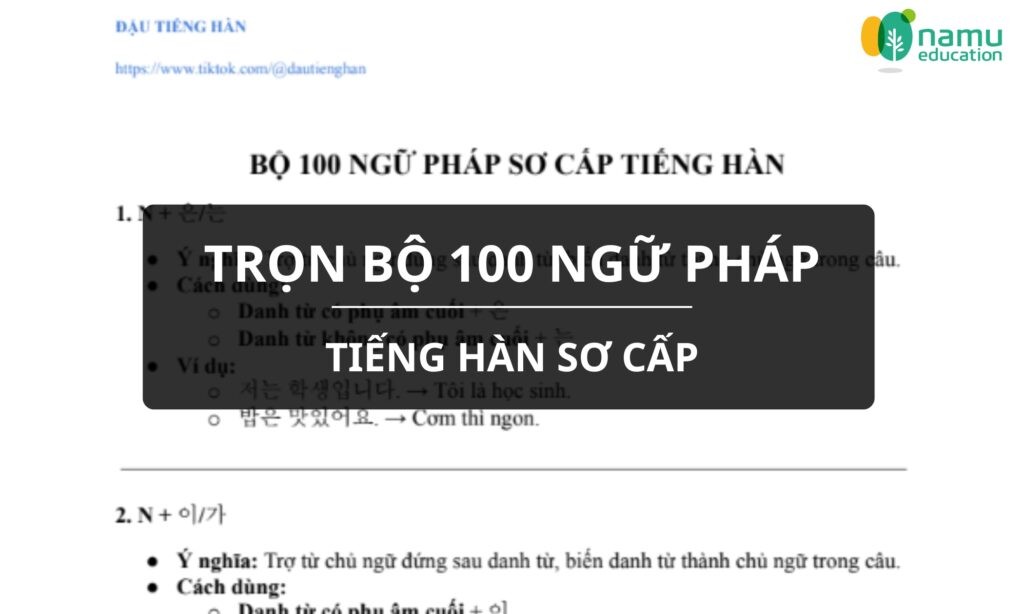 Trọn bộ 100 ngữ pháp tiếng Hàn sơ cấp nhất định phải thuộc trọn bộ 100 ngữ pháp tiếng Hàn sơ cấp